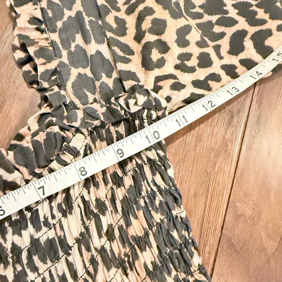 GANNI Leopard Print Maxi Dress Smocked Silk Blend EU 32 US 0 Mob Wife Luxury - Picture 15 of 16